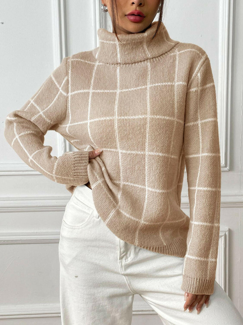 Plaid Turtleneck Sweater