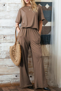 T-Shirt and Wide Leg Lounge Pants Set