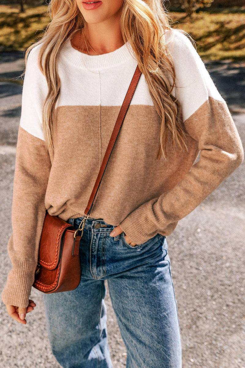 Color-block Round Neck Sweater