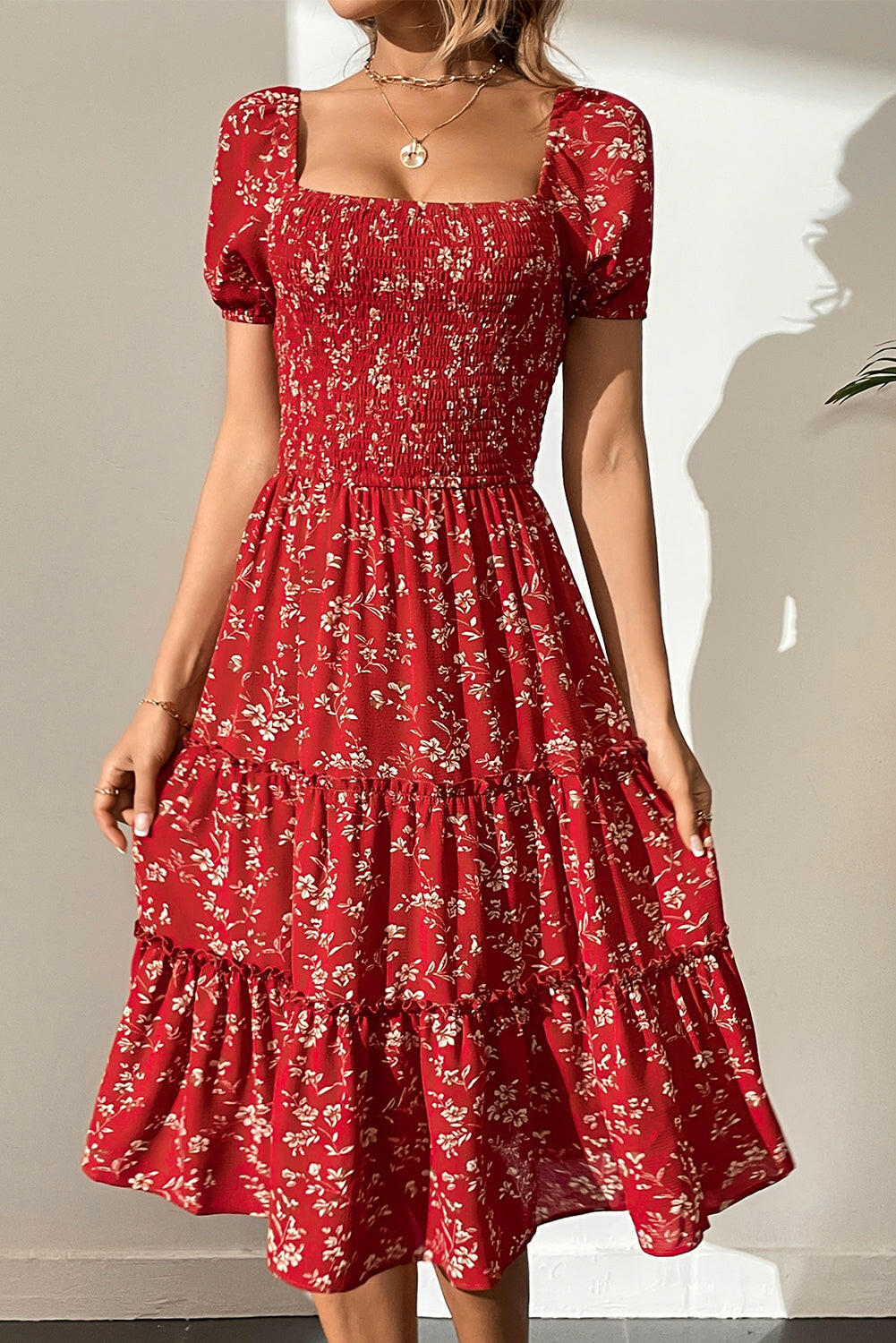 Briar Red Boho Floral Dress