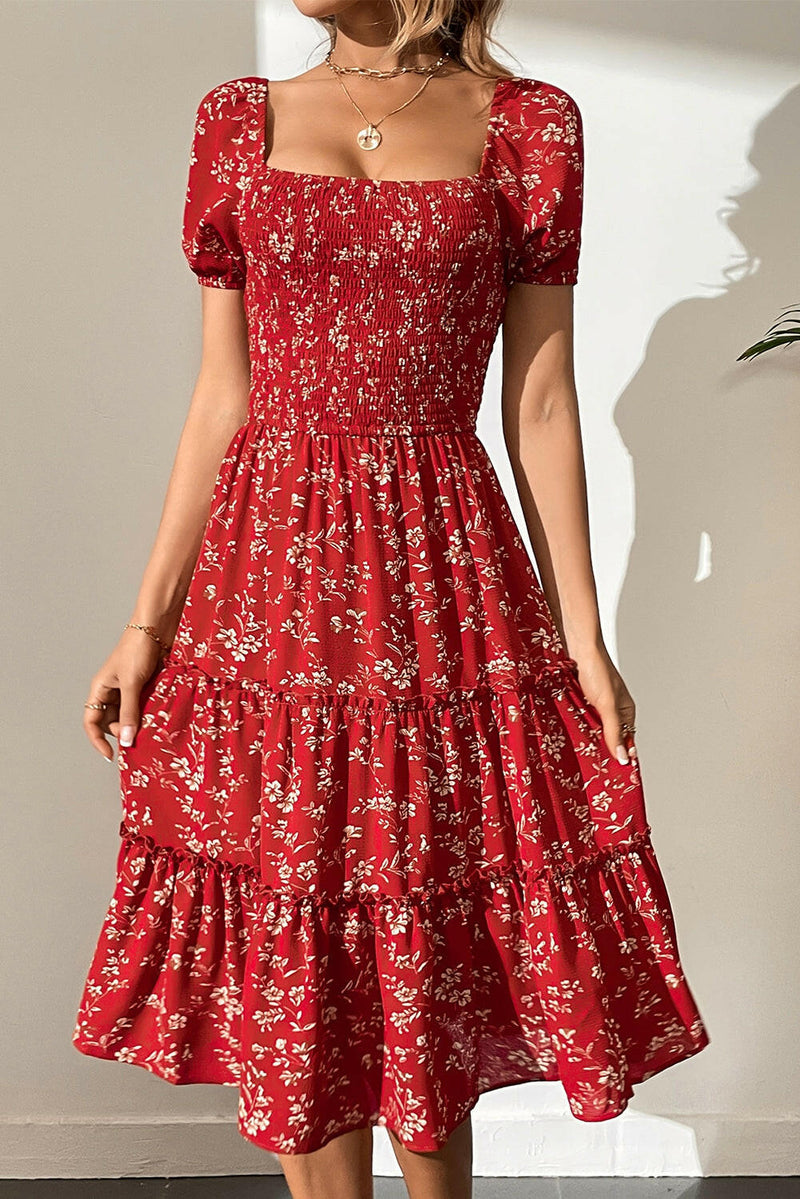 Briar Red Boho Floral Dress