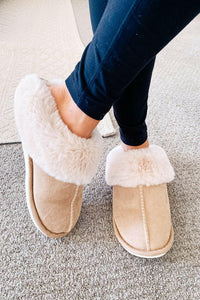 Pink Faux Suede Plush Slippers