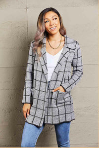 Houndstooth Coat with Pockets