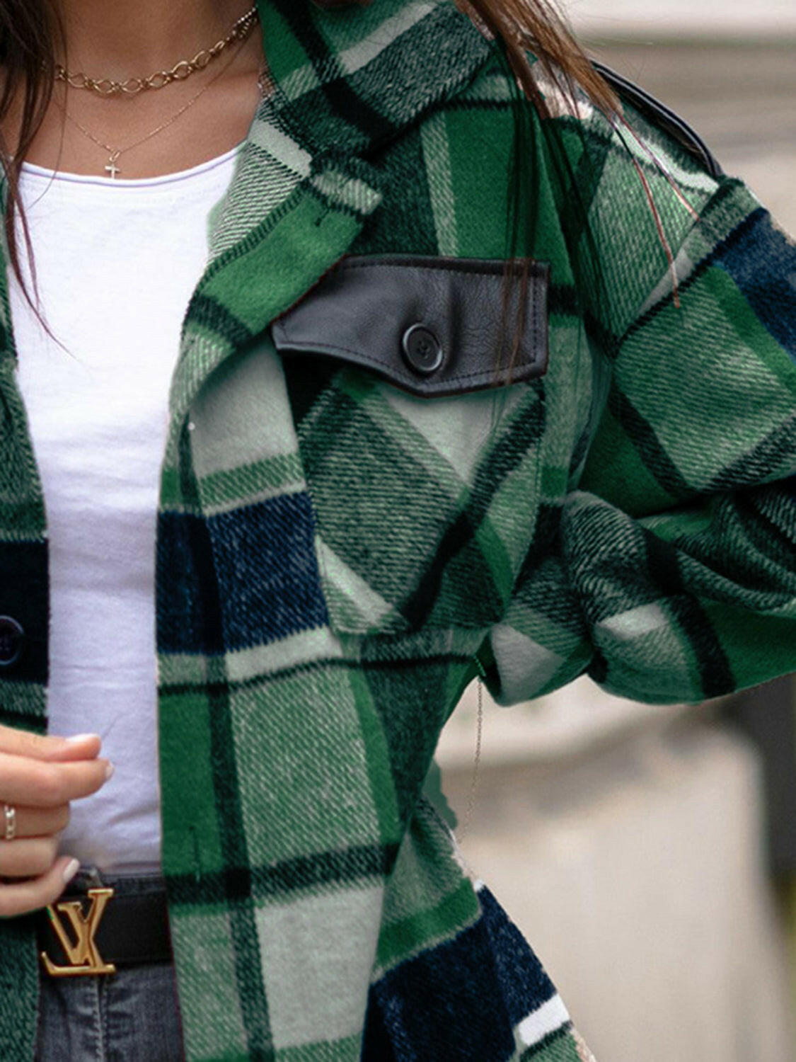 Pocketed Plaid Button Shacket