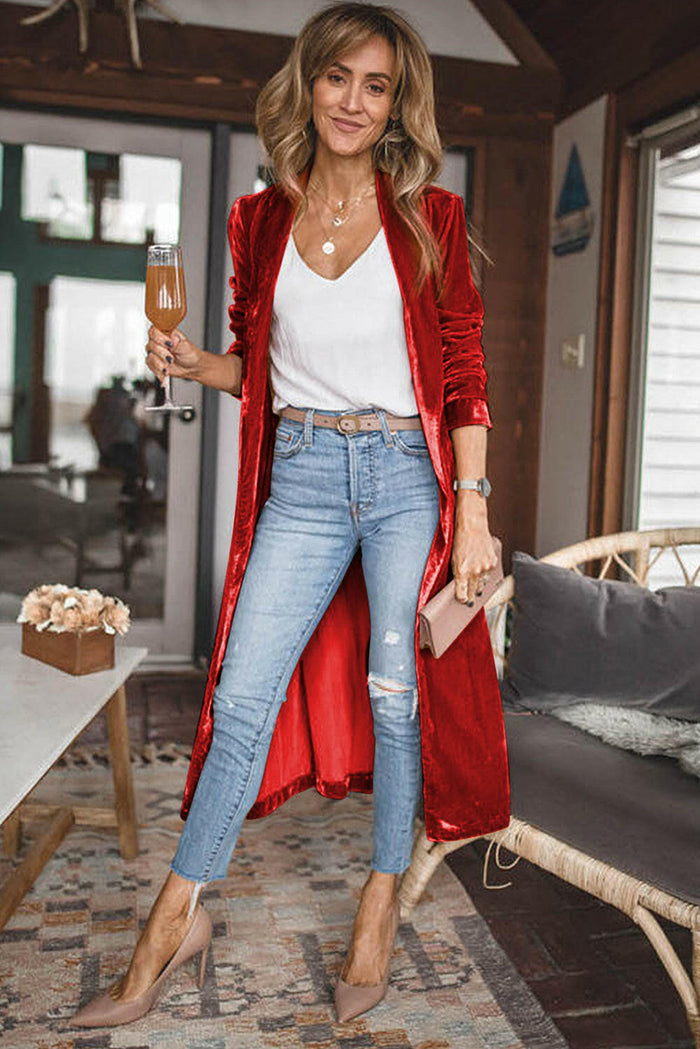 Velvet Elegant Long Cardigan