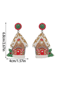 Christmas House Beaded Earrings