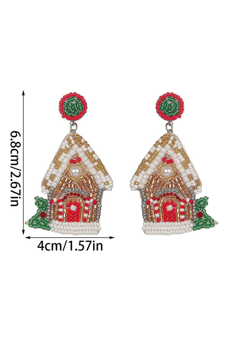 Christmas House Beaded Earrings