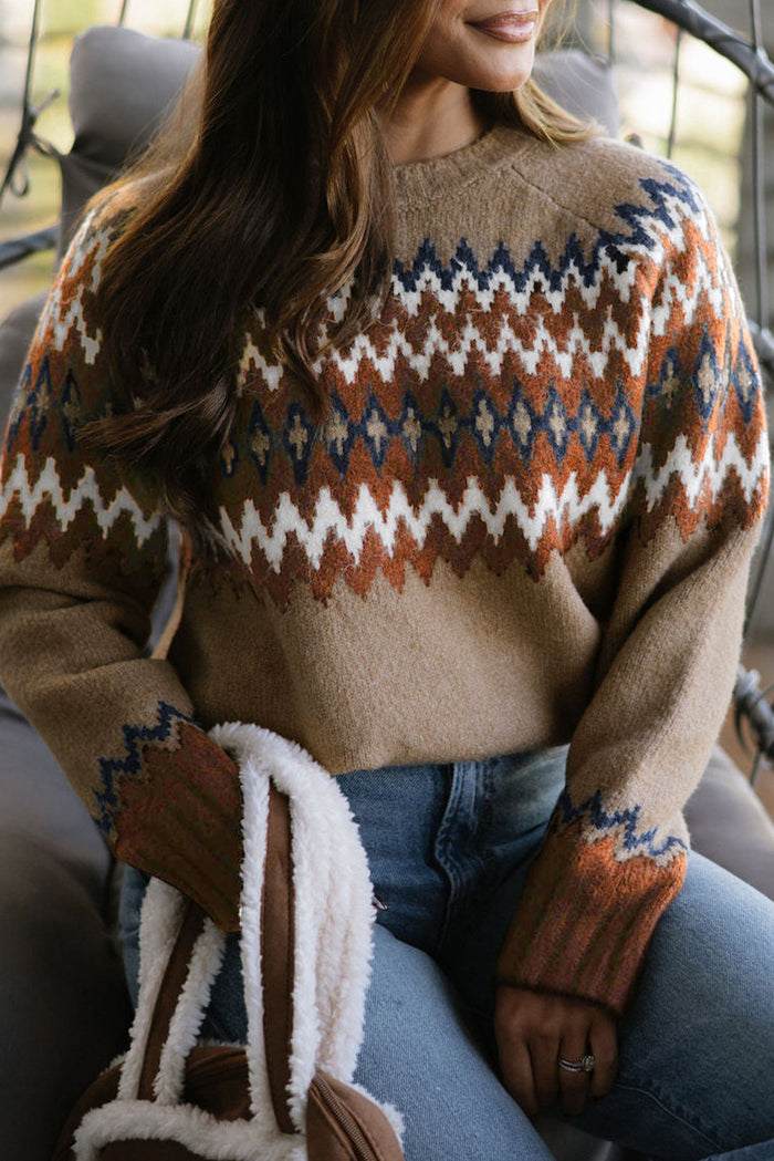 Colorblock Crew Neck Fall Sweater