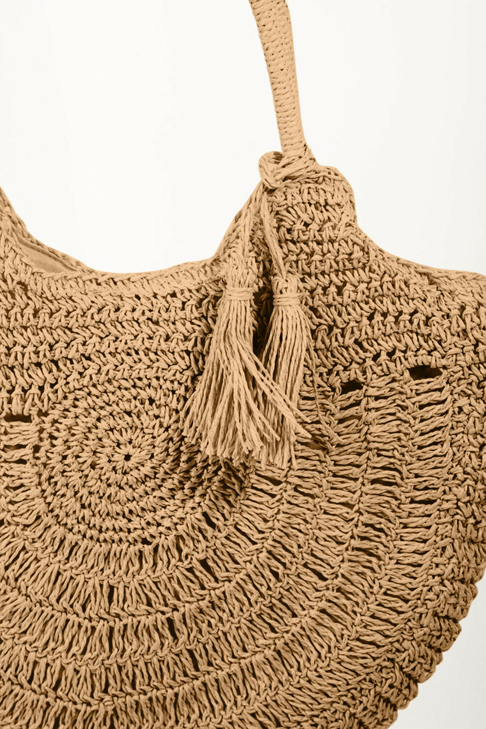 Straw Braided Tote Bag with Tassel