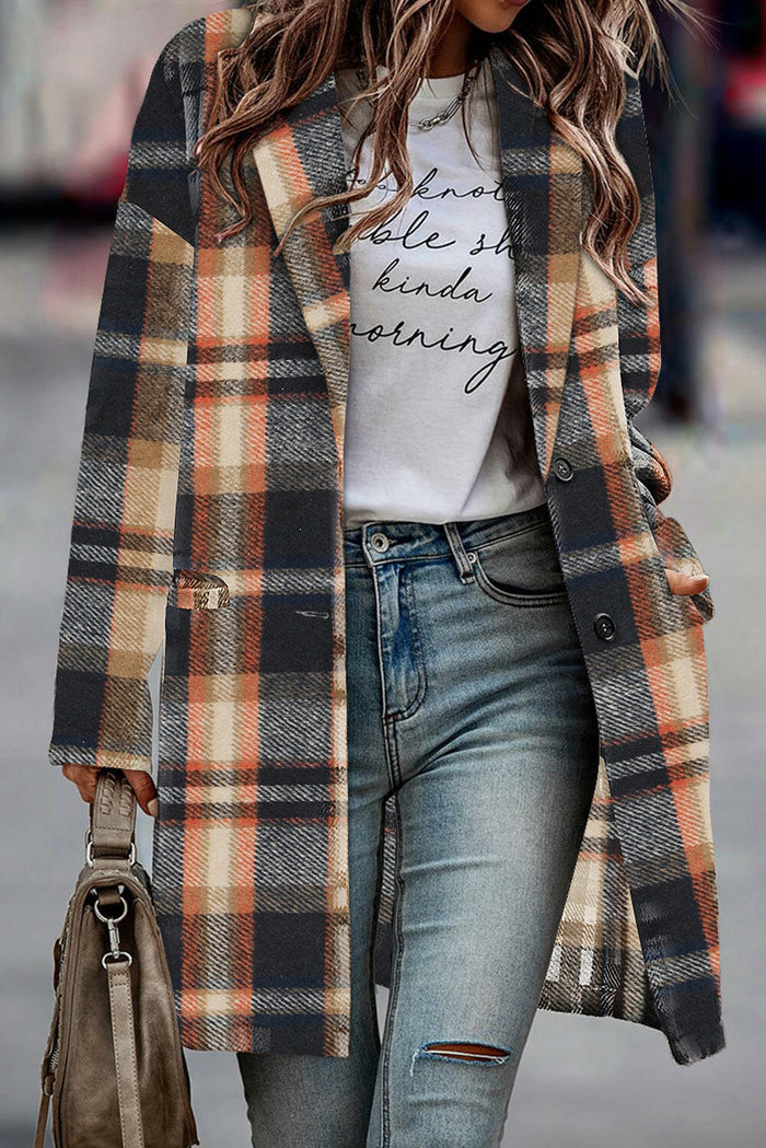 Plaid Button Up Fall Jacket