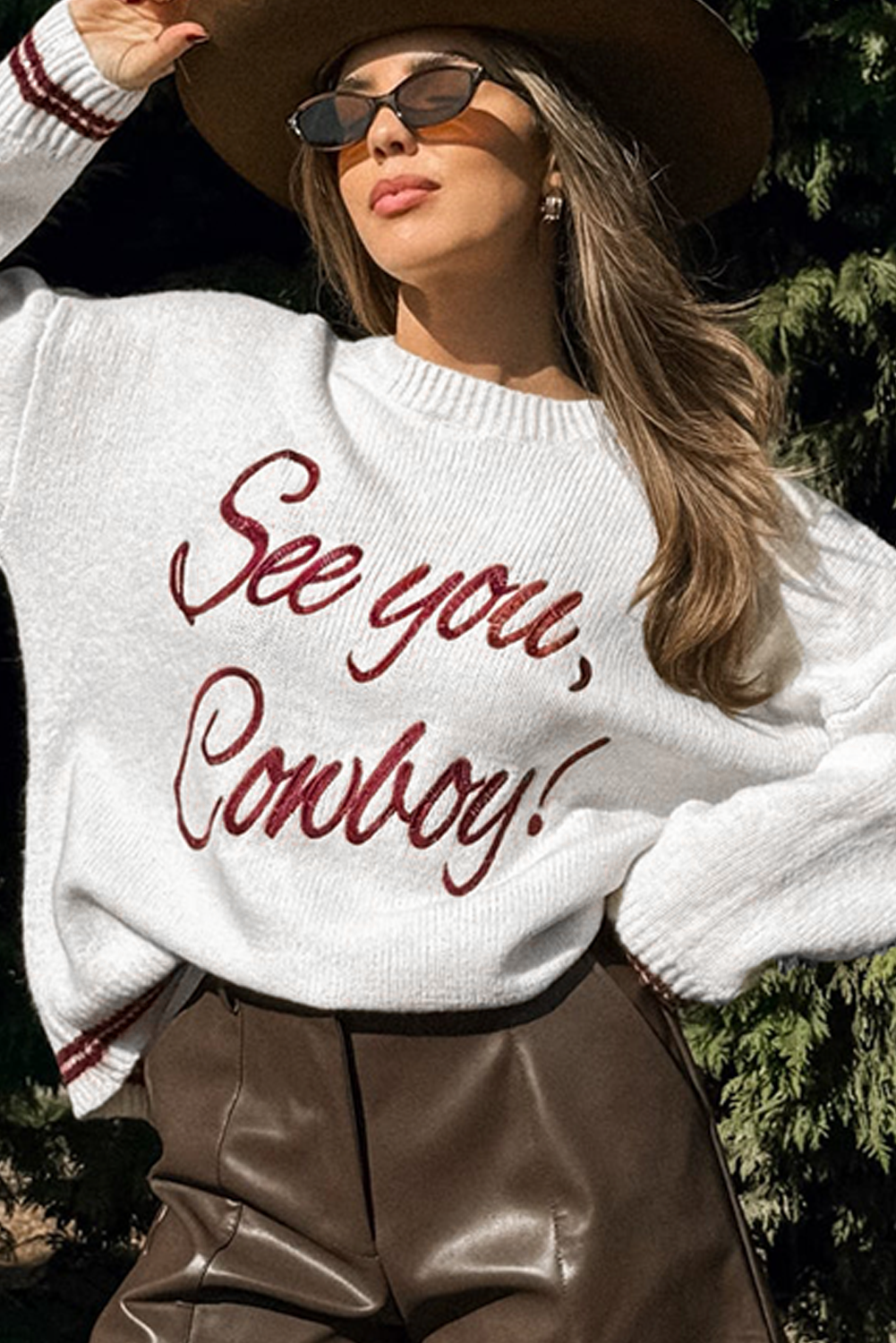 Coffee Letter Embroidered Graphic Sweater