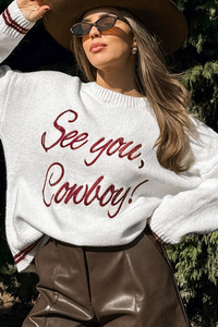Coffee Letter Embroidered Graphic Sweater