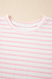 Pink Striped Top and Pocket Shorts Set