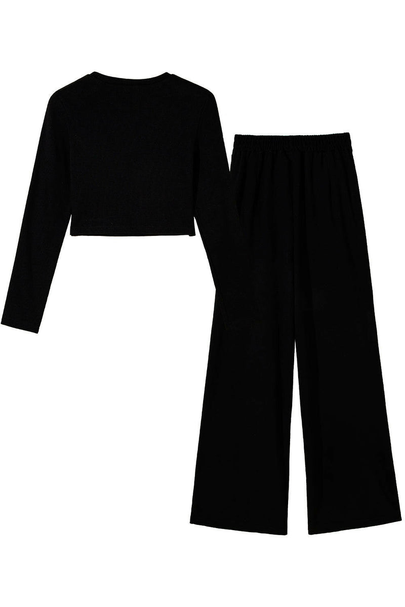 Women's Lounge Crop Top and Wide Leg Pants Set