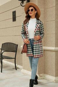 Houndstooth Coat with Pockets