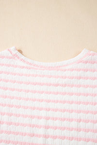 Pink Striped Top and Pocket Shorts Set