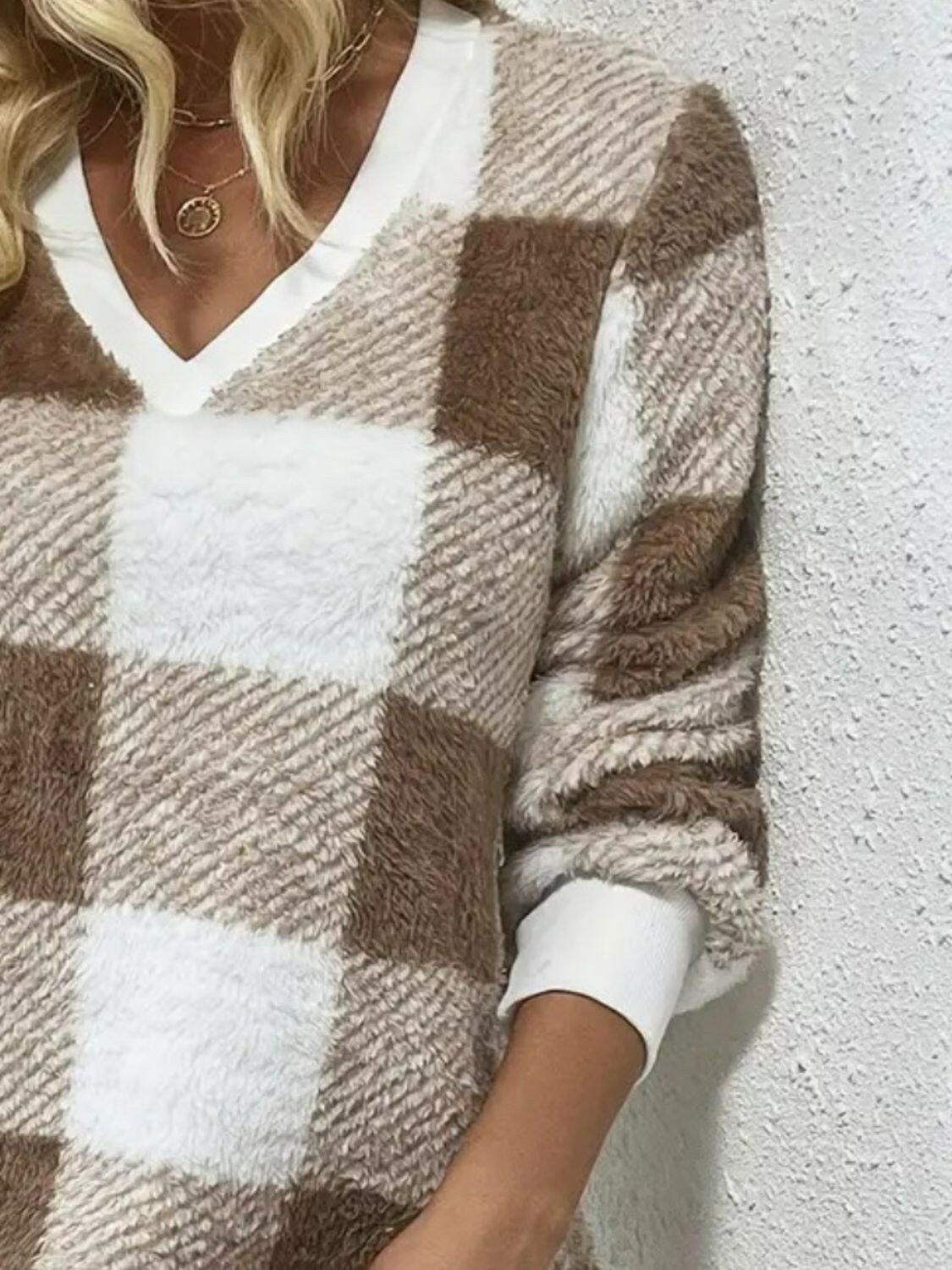 Plaid Long Sleeve Sweater Dress