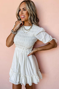 Charlotte White Ruffle Mini Dress