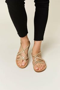 Rhinestone Crisscross Flat Sandals