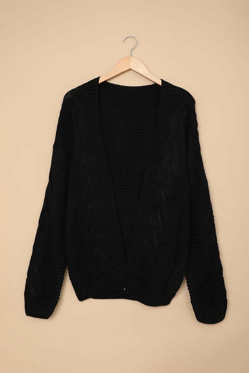 Black Long Sleeve Knit Cardigan