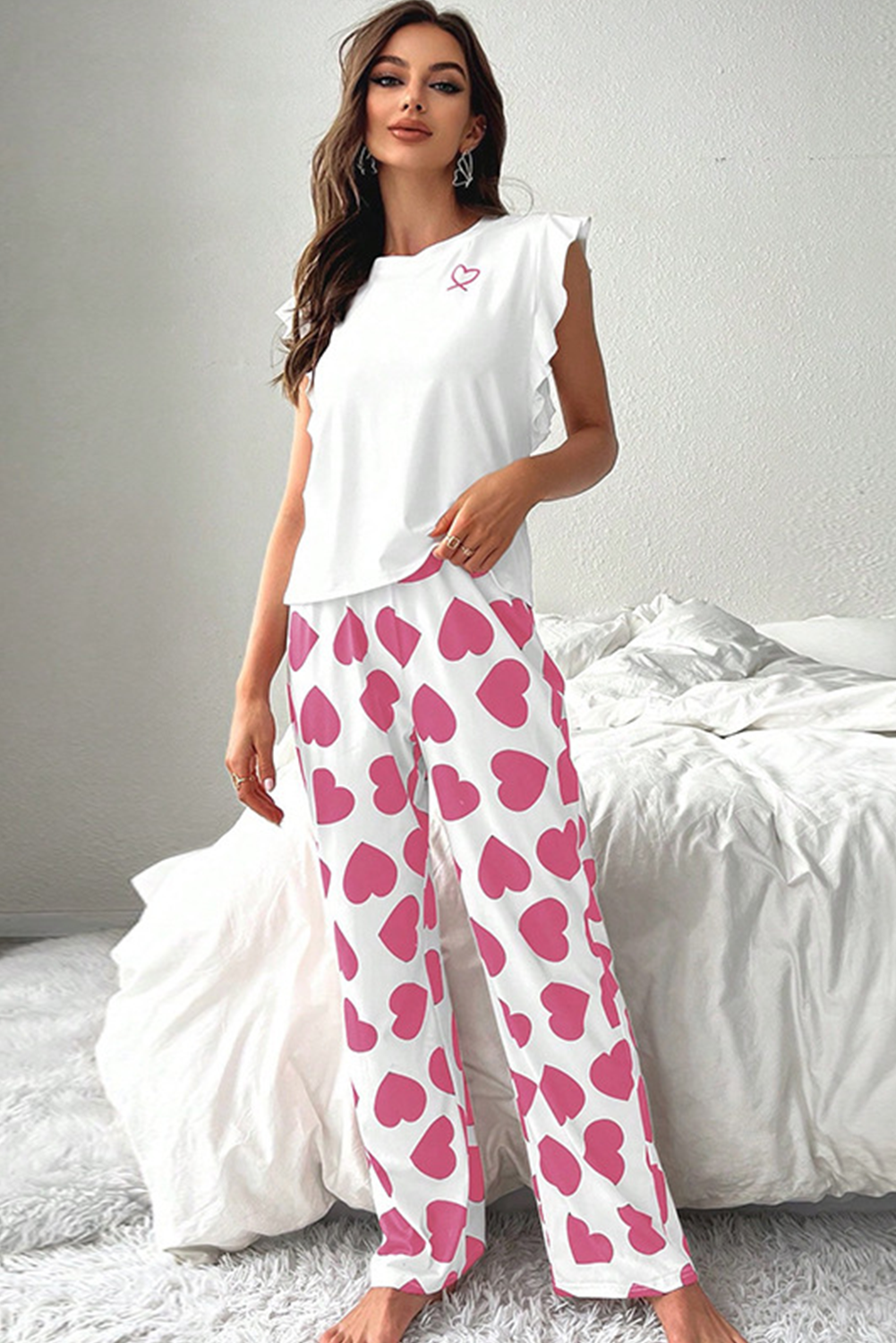 Heart Print Valentine's Pajama Set