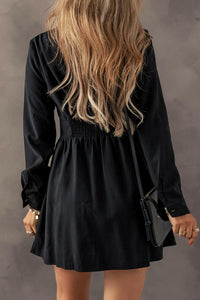 Elizabeth Black Buttoned Fall Mini Dress