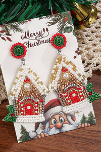 Christmas House Beaded Earrings