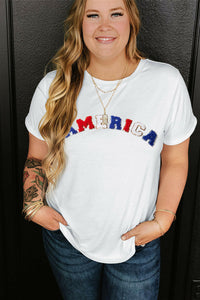 AMERICA Chenille Plus Size T Shirt