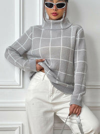 Plaid Turtleneck Sweater