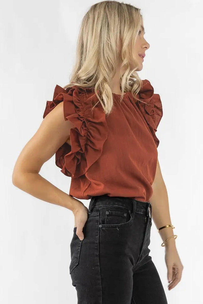 Sandalwood Ruffled Blouse