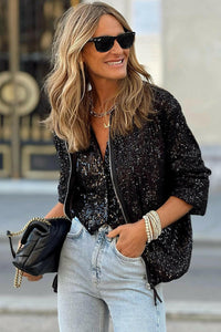 Sequin Zip Up Jacket