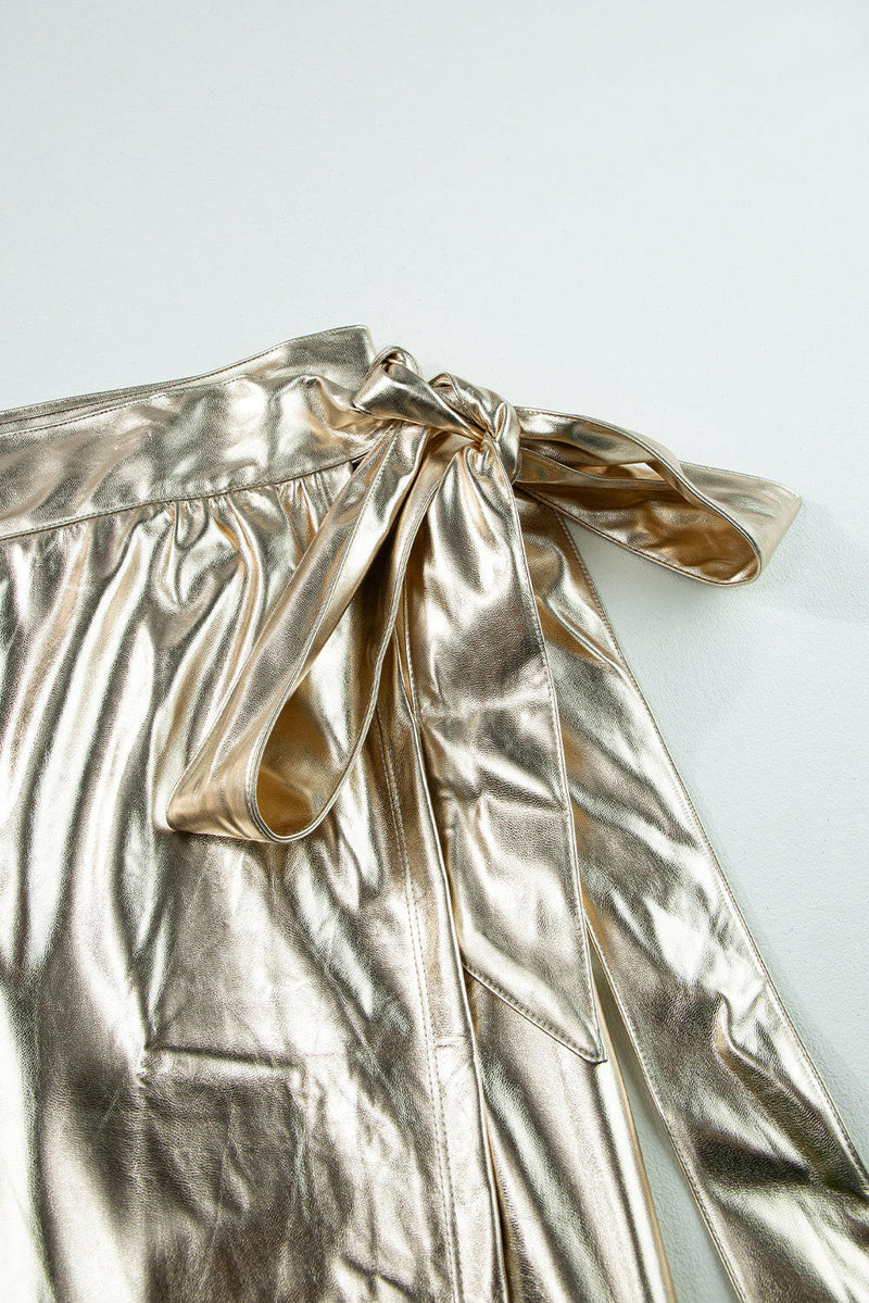 Gold Knotted Elegant Metallic Skirt