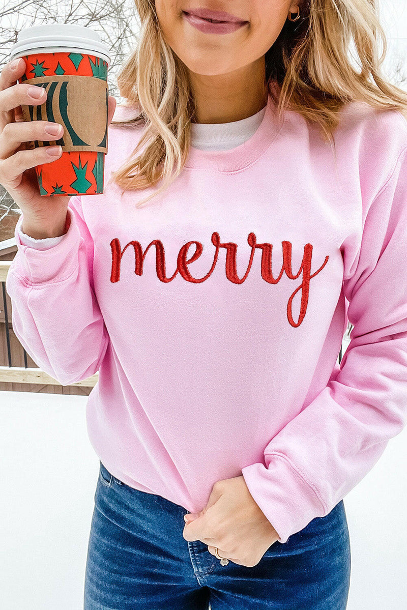 Festive Pink Merry Sweatshirt