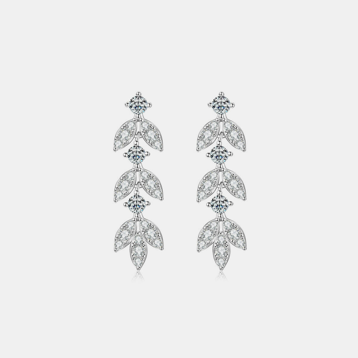 Sterling Silver Moissanite Leaf Earrings