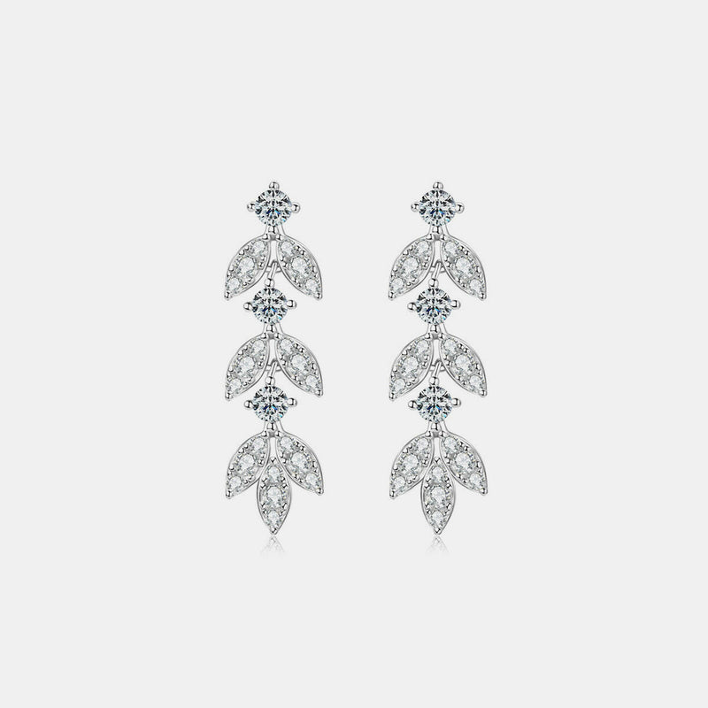 Sterling Silver Moissanite Leaf Earrings