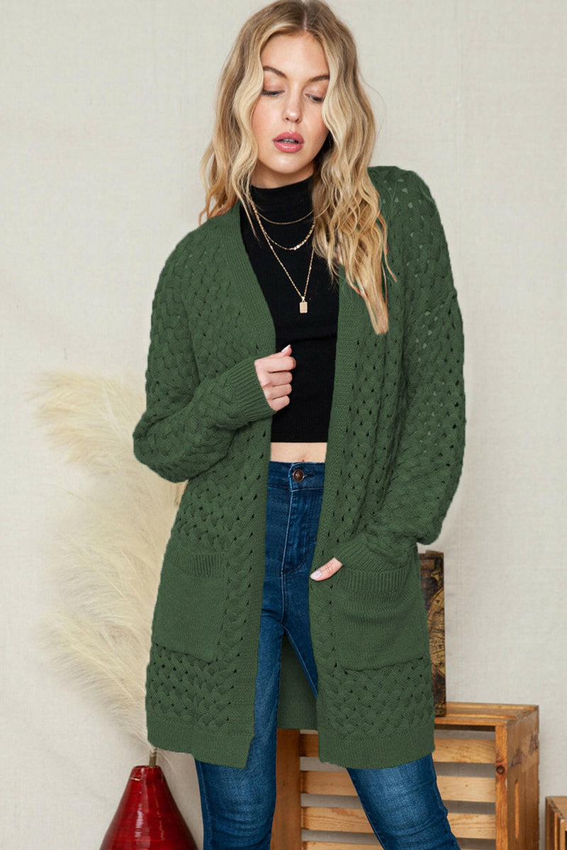 Woven Open Front Cardigan