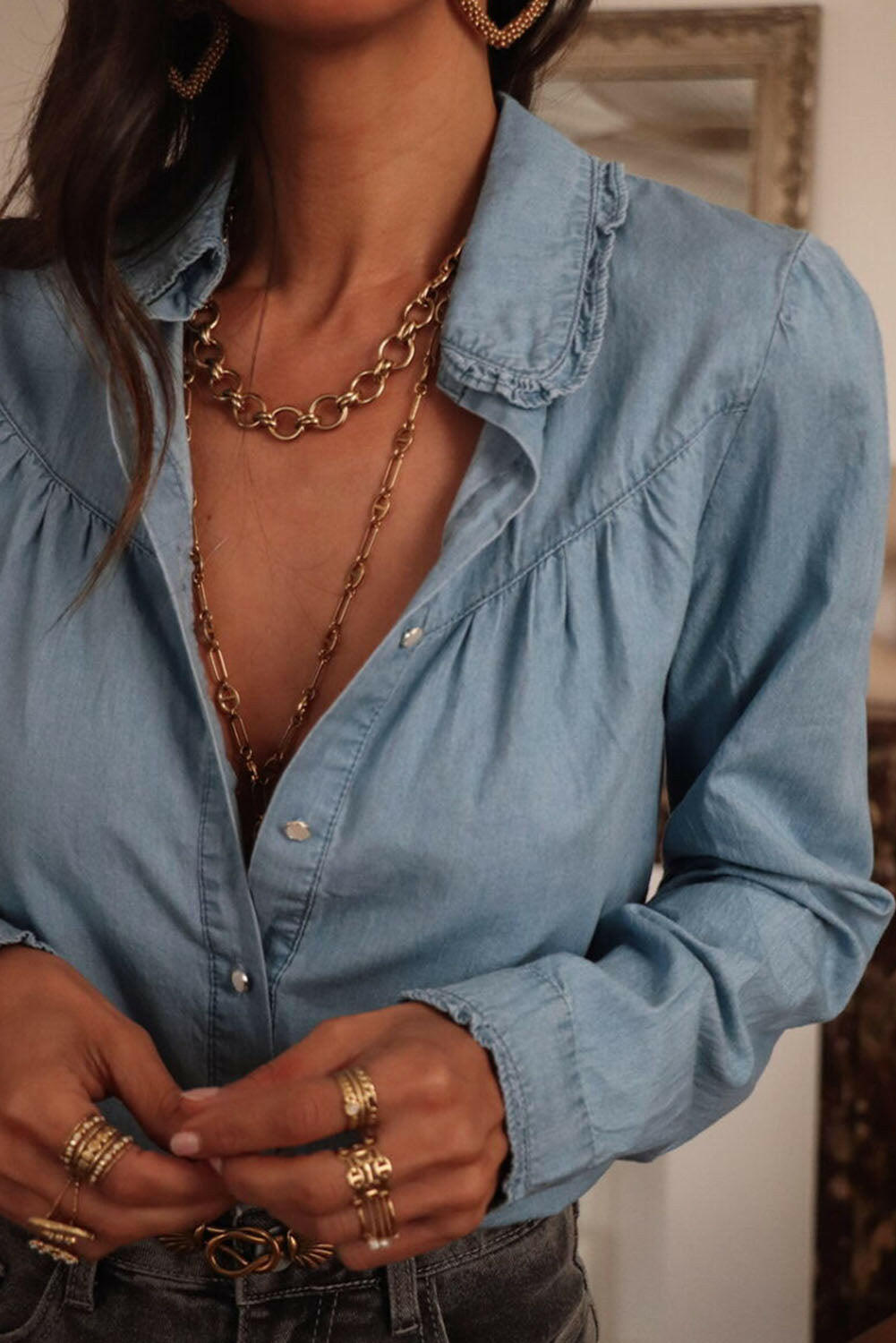 Charming Denim Chambray Shirt