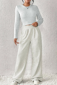 Women's Lounge Crop Top and Wide Leg Pants Set