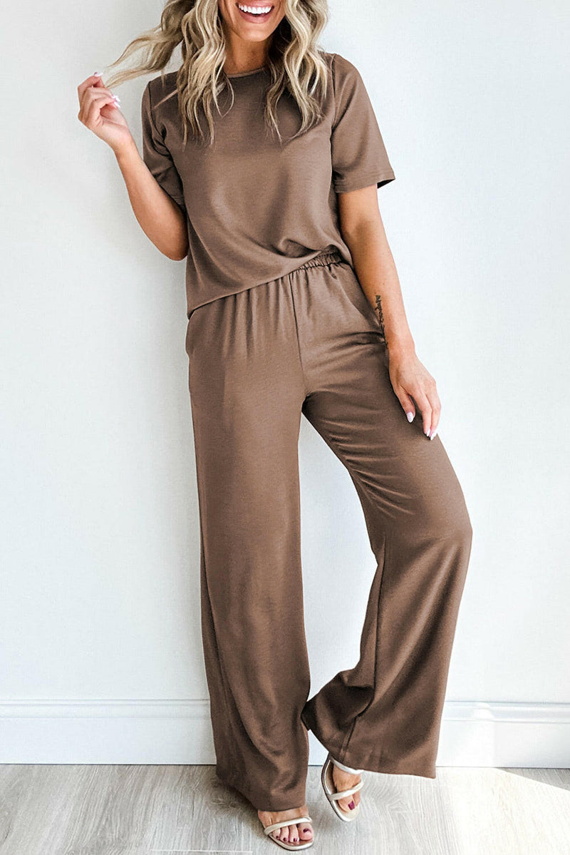 T-Shirt and Wide Leg Lounge Pants Set