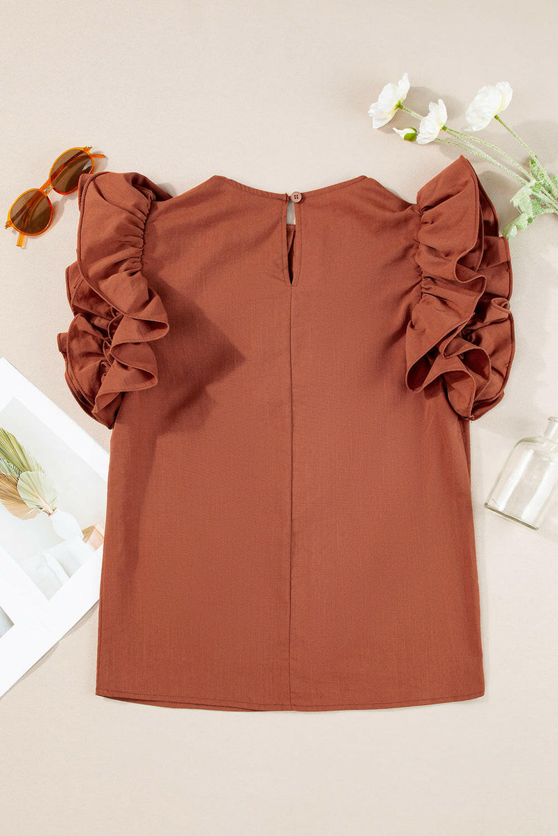 Sandalwood Ruffled Blouse