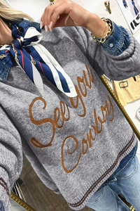 Coffee Letter Embroidered Graphic Sweater