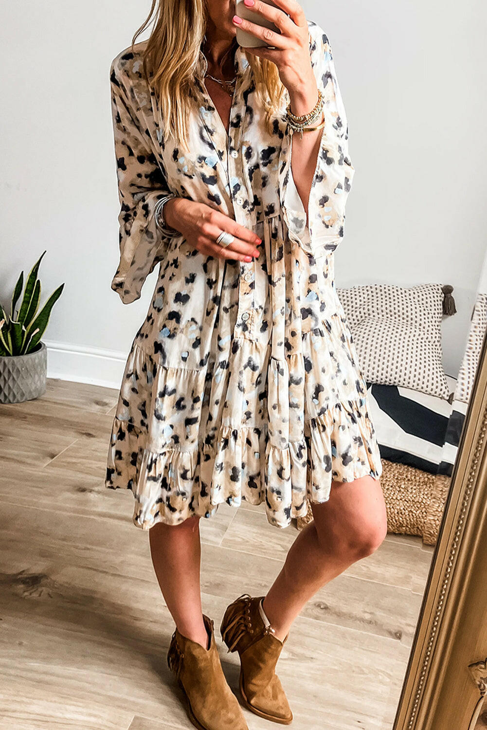 Trina Leopard Print Midi Dress