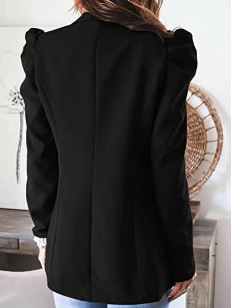 Collared Neck Puff Sleeve Blazer