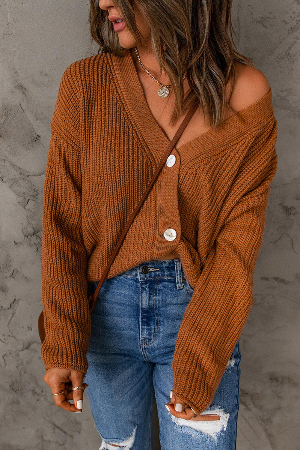 Brown Button Down Cardigan