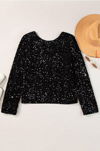 Black Sequin Festive Top