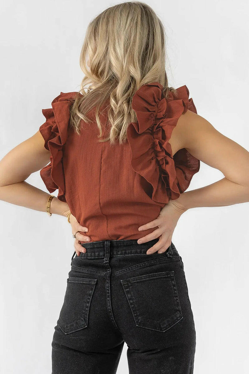 Sandalwood Ruffled Blouse