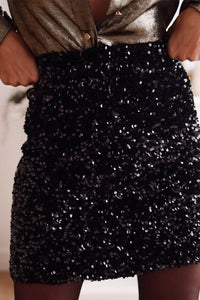 Black Party Sequin High Waist Mini Skirt