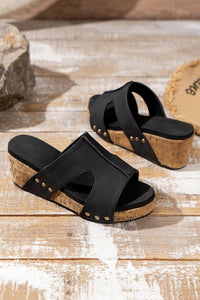 Black Stylish Wedge Sandals