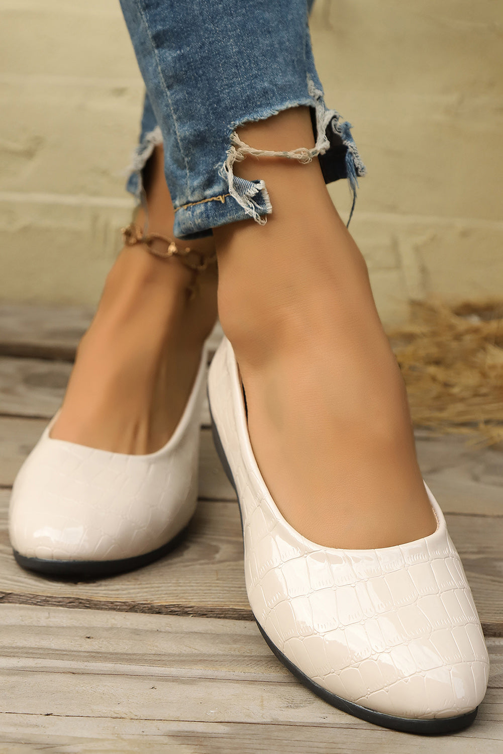 White Wedge Heel Shoes