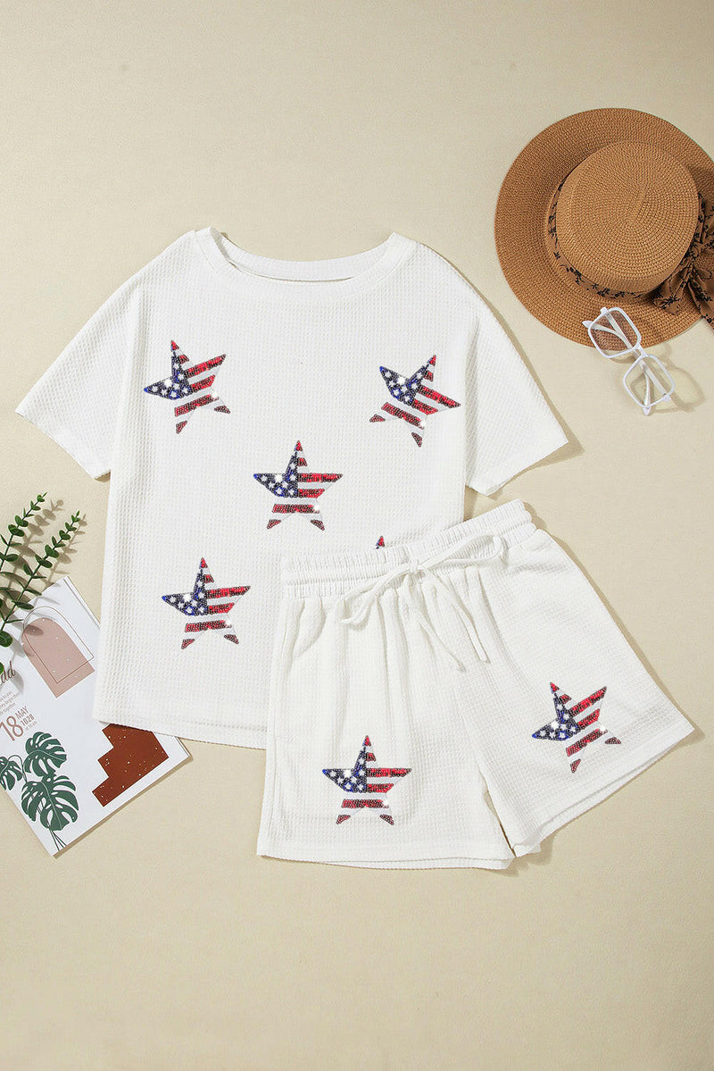 American Flag Top & Shorts Set